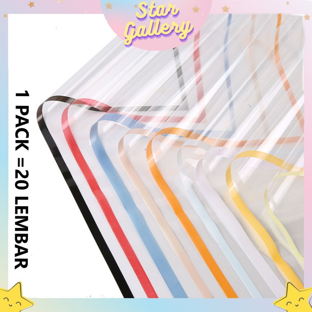 

(1 PACK ISI 20 PCS) Kertas Bunga Buket Transparan OPP List Warna Flower Wrapping Transparan Paper KB6007