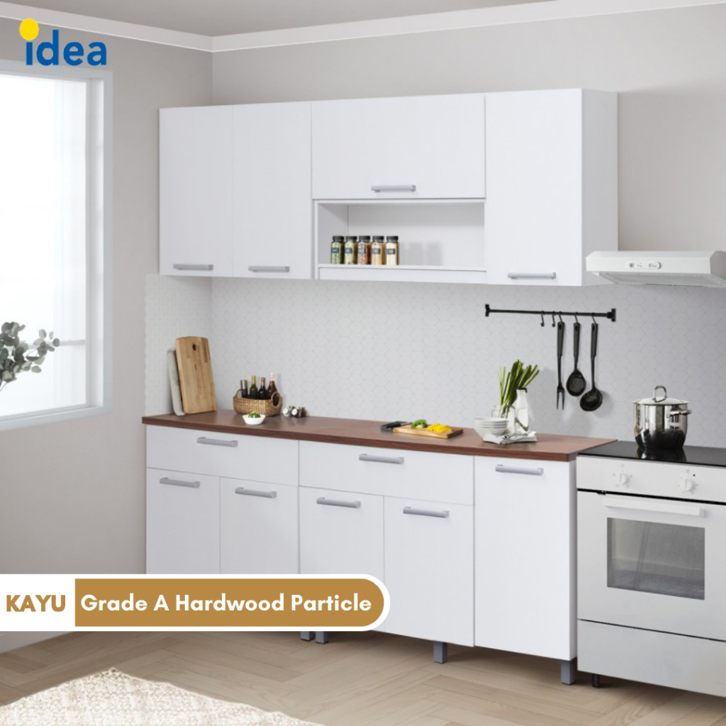 IDEA Furniture INDIANA Kitchen Set Lemari Kabinet Dapur Kayu Putih Modern Minimalis 2 Meter