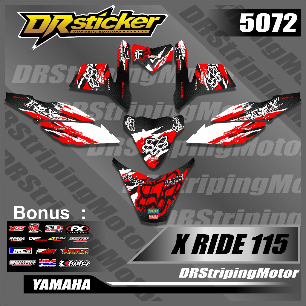5072 Decal Stiker Variasi XRIDE X RIDE 115 Old X-RIDE 115 Karbu List Sticker fullbody Motif Desain F