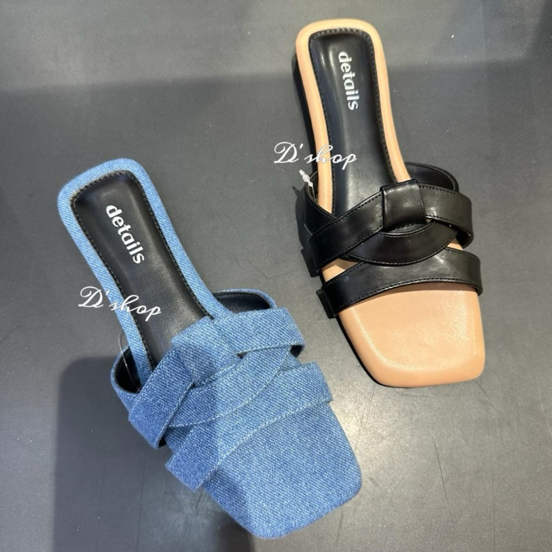 Sandal Flat Slop Denim Wanita DETAILS By Matahari Dept Store