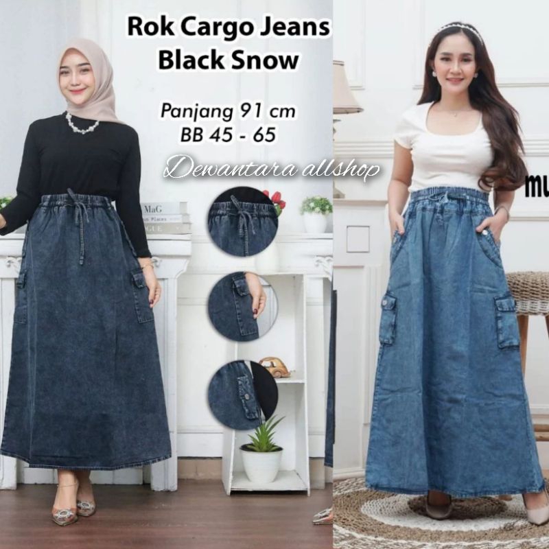 Rok Jeans / Rok Cargo / Rok Panjang / Rok Wanita / Rok Cargo Jeans Wanita / Rok Cargo Jeans / Rok Je