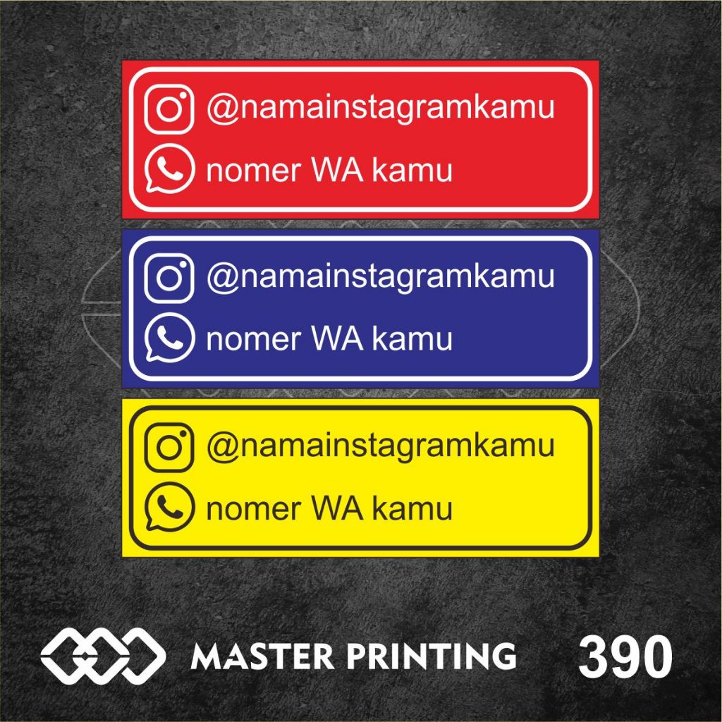 

390 - Stiker Nama Akun Medsos dan WA, Sticker Vinyl, Tahan Air, Termurah, dan Bisa Custom