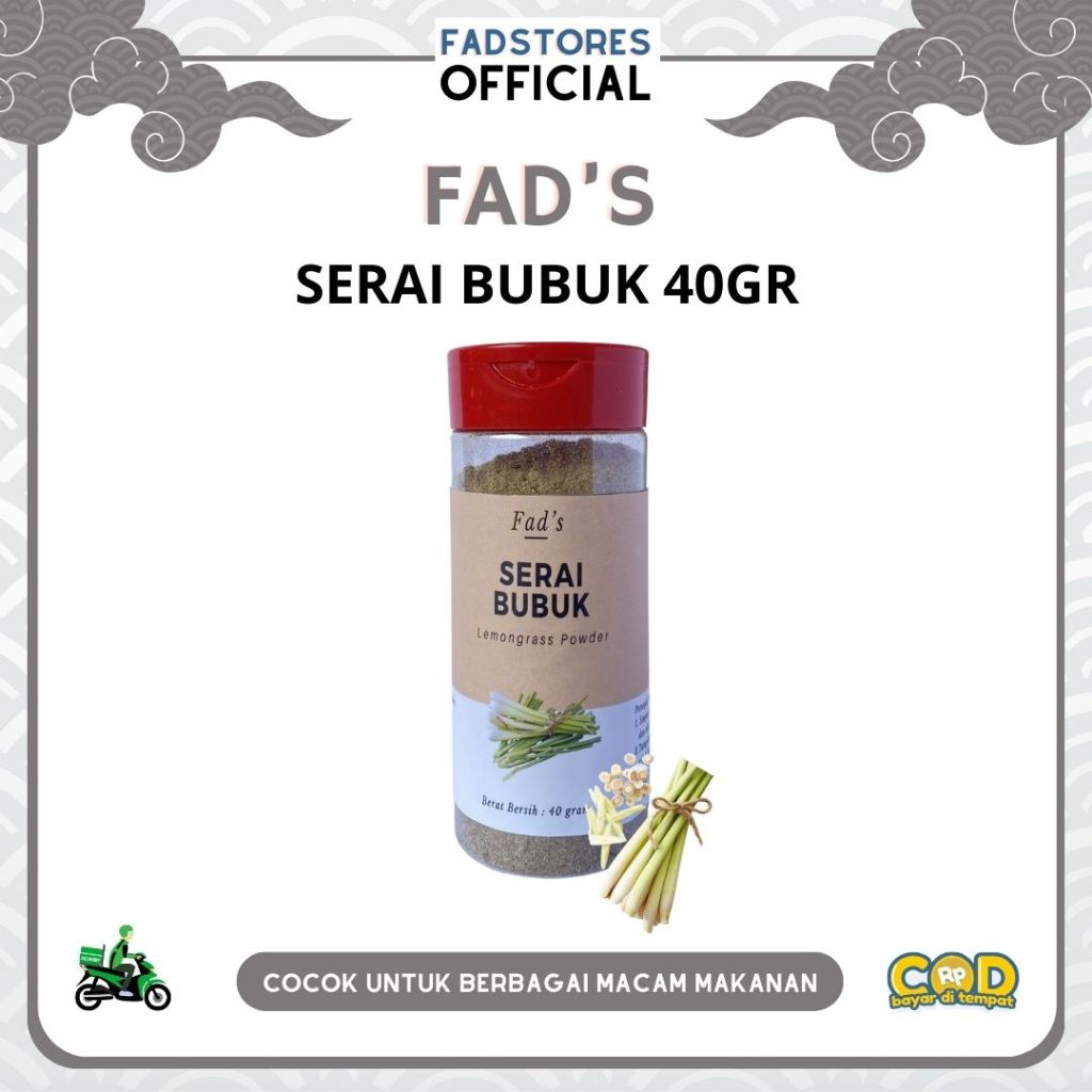 

[Kemasan Botol] Serai Bubuk 40gr - Sereh Bubuk 40gr - Lemongrass Powder 40gr - Fad's Rempah Bubuk - Rempah JSR