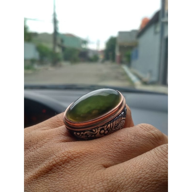 cincin batu pandan lumut lawas natural sedia pandan merah pirus bacan permata kalimaya yaman wulung