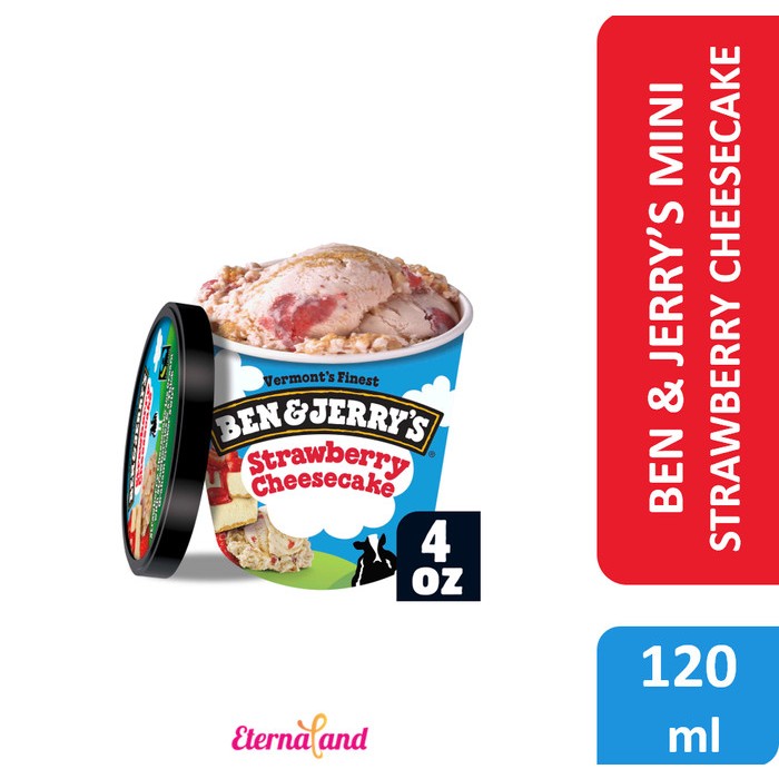 

Ben & Jerry Strawberry Cheesecake Ice Cream Mini 4fl oz - impor USA