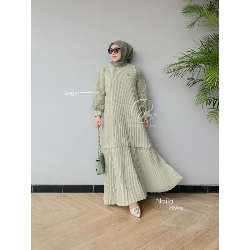 DYN clothingline Naila dress/baju gamis ORI dyn/gamis plisket
