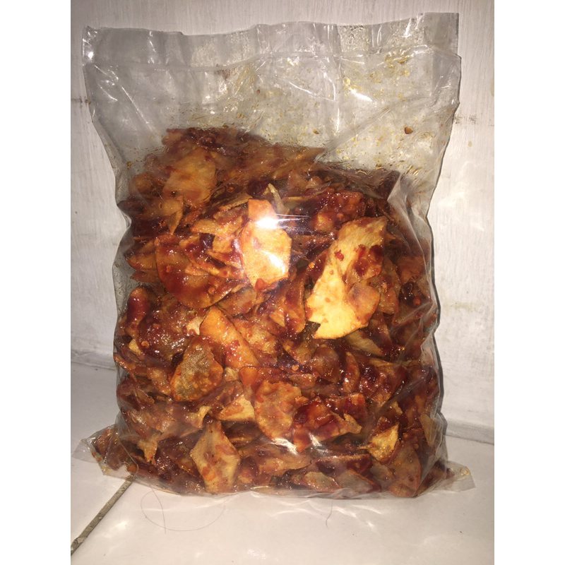 

Cemilan keripik singkong caramel balado 1kg pedas manis gurih