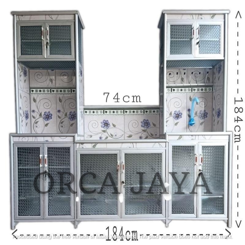 LEMARI DAPUR KITCHEN SET 6 PINTU/RAK WASTAFEL/RAK PIRING/RAK KOMPOR/ALUMUNIUM/FREE ONGKRI 35KM ~ JAB