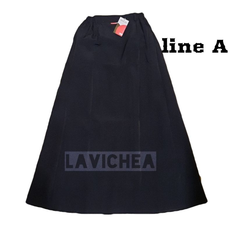 Rok Kerja Sekolah Panjang Hitam Polos Model Line A