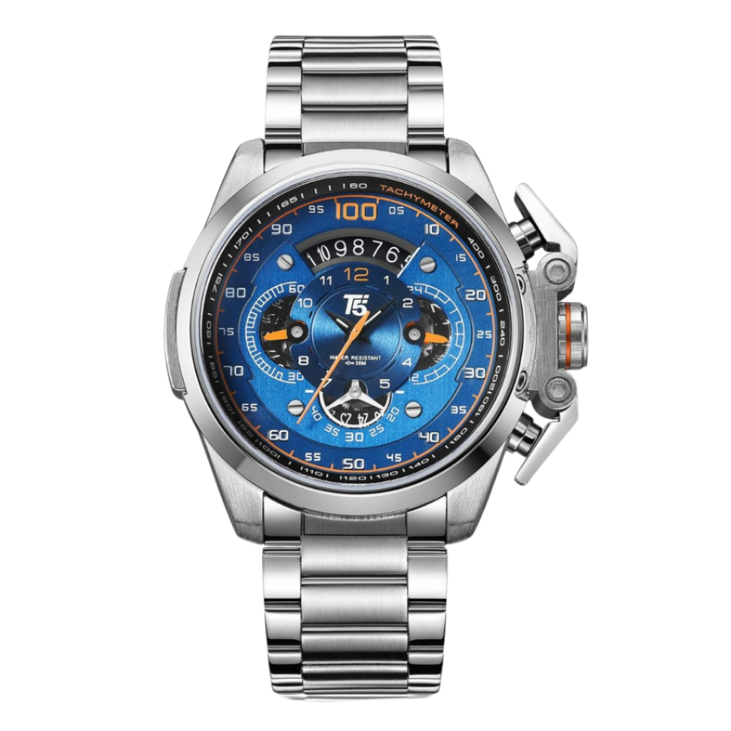 JAM TANGAN ANALOG CHRONOGRAPH T5 ORIGINAL H 3633 G RANTAI STAINLESS WATER RESISTANT