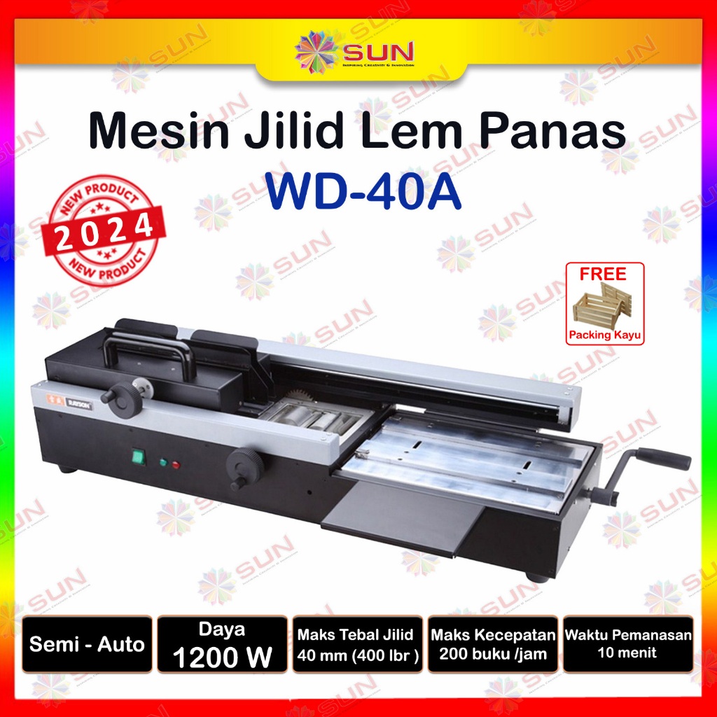 

Mesin Jilid Lem Panas Semi Automatic WD-40A Ukuran A4 - Softcover Hardcover Kualitas Premium / Penerbit ( Mesin Binding untuk jilid percetakan, fotocopy )