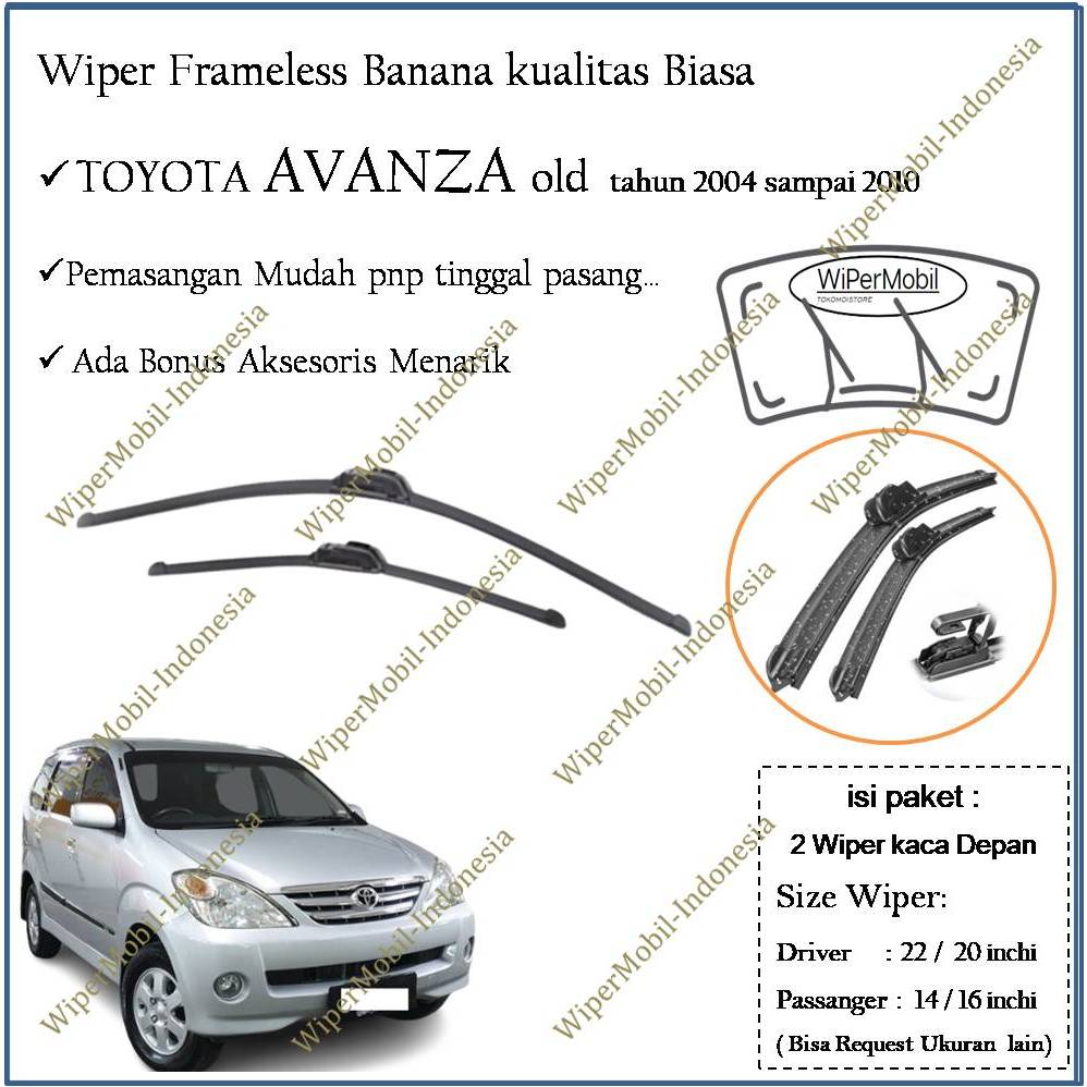 Wiper Frameless Kaca Mobil Toyota AVANZA 2004 2005 2006 2007 2008 2009 2010