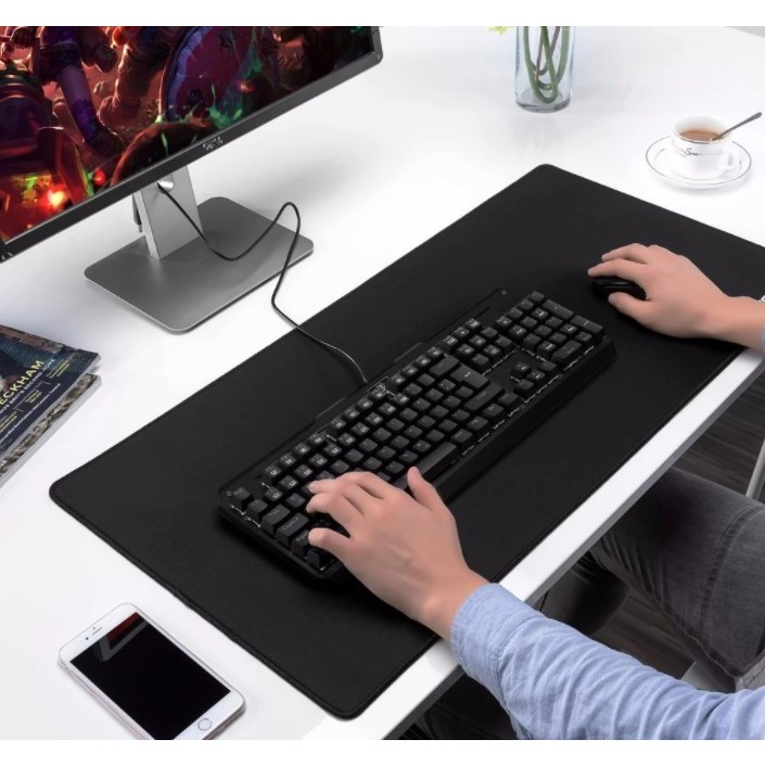 MOUSEPAD GAMING HITAM POLOS PANJANG BESAR 70x30 60x30 / MOUSE PAD 70 x 30 CM / 60 X 30 CM JunDW