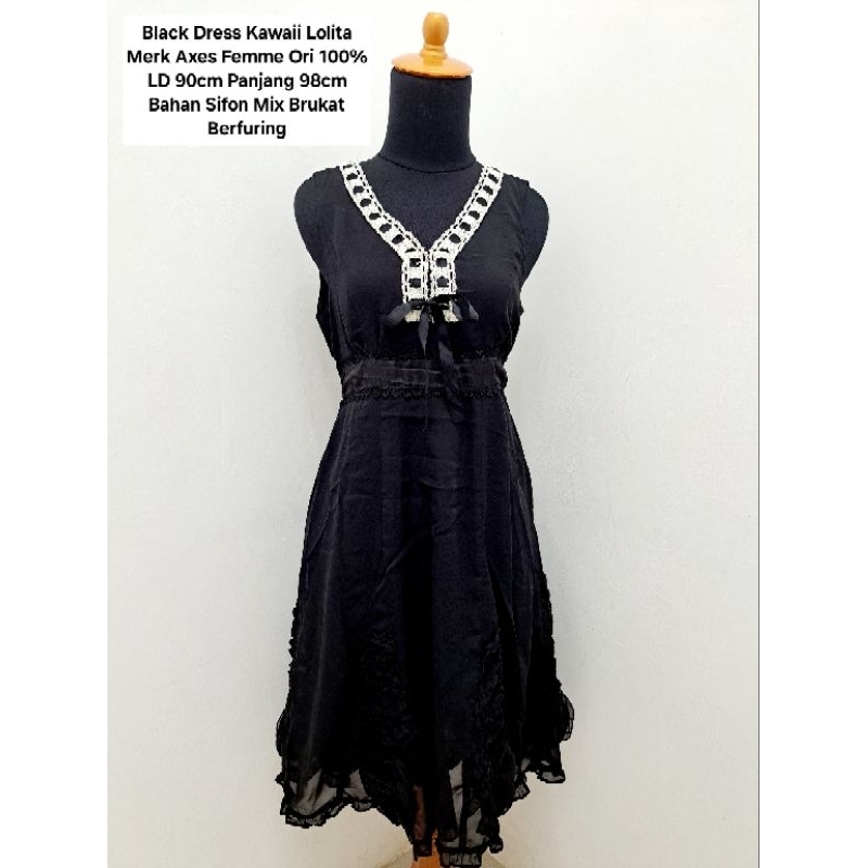 Kawaii Lolita Dress Warna Hitam Merk Axes Femme Ori 100%