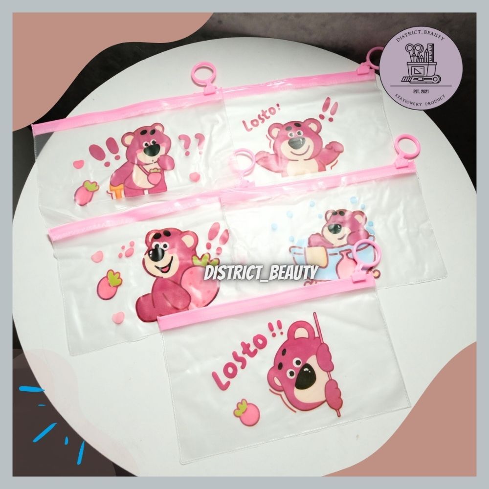 

POUCH LOTSO KOTAK PENSIL TRANSPARAN LOTSO ZIPPER POUCH LOTSO BERUANG PINK LUCU TERMURAH