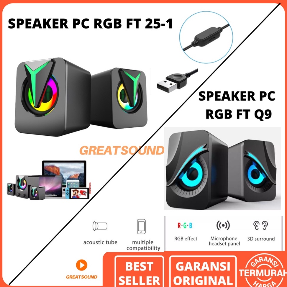 ART N27B Speaker Komputer Gaming RGB Speaker PC EYE FTQ9 Speaker RGB FT251 Speaker Gaming PC Speaker