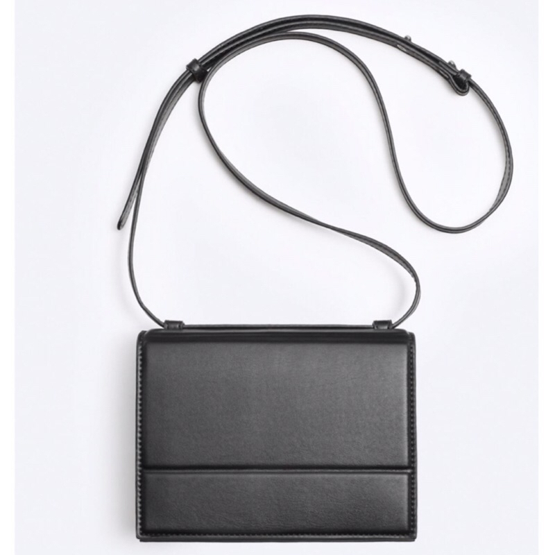 ZARA Men Rigid Crossbody Bag With Flap Tas Selempang Bahu Pria Black