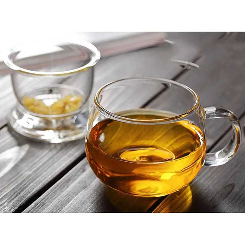 Gelas Cangkir Teh Coffe Dengan Filter kaca Exclusive 320ml dan 420ml Instan dan Sameday