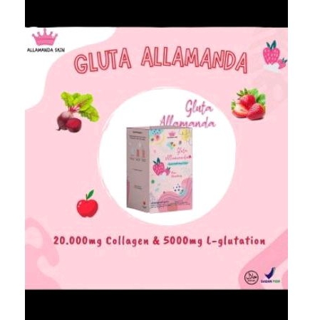 GLUTA ALAMANDA,, Collagen , L-Glutathione, mencerahkan, mengencangkan kulit(Resmi, Garansi ORI)