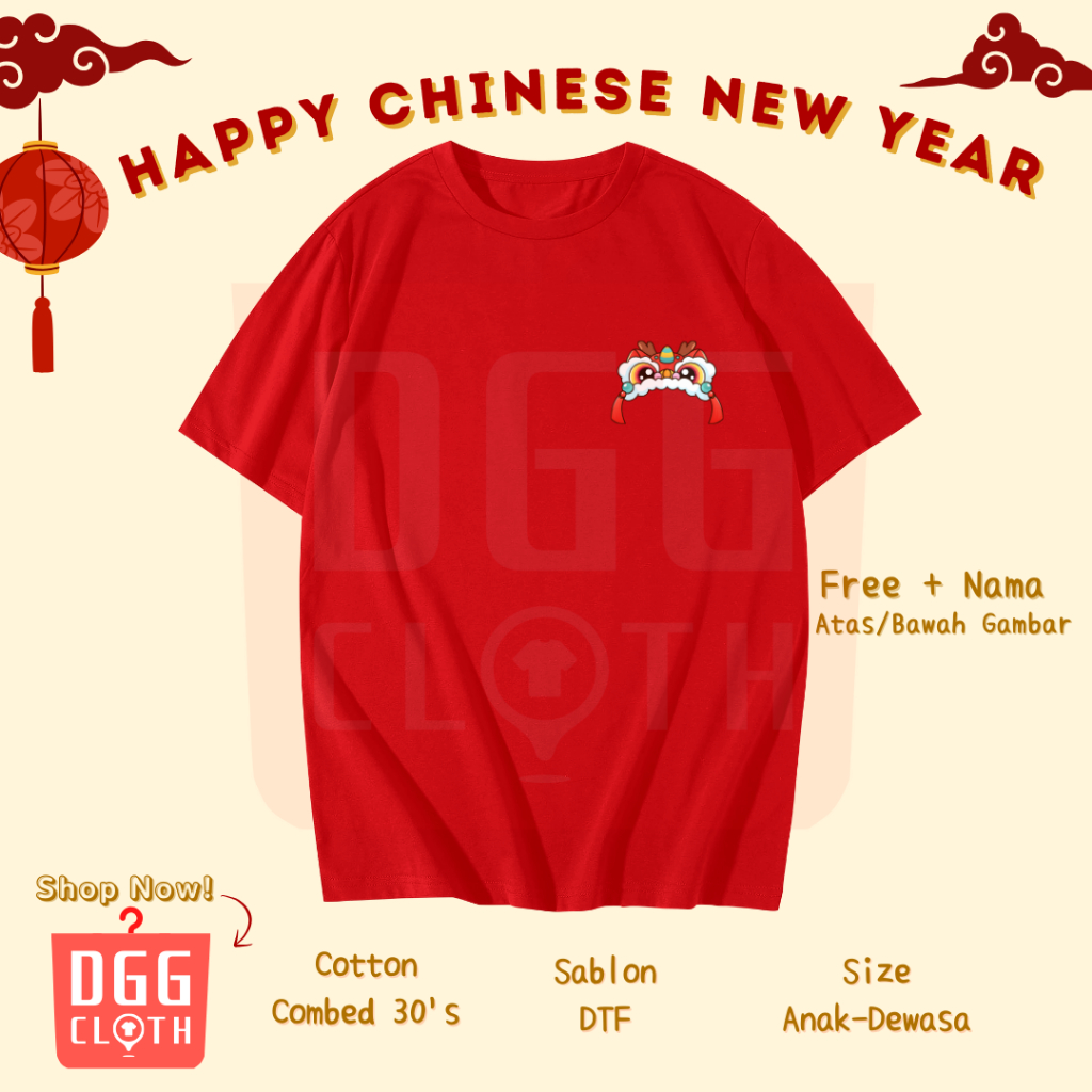 DGGCloth Kaos Imlek Shio Naga Baju Tshirt Logo Imlek Sincia Type 4