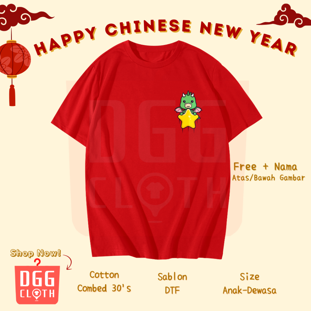 DGGCloth Kaos Imlek Shio Naga Baju Tshirt Logo Imlek Sincia Type 11