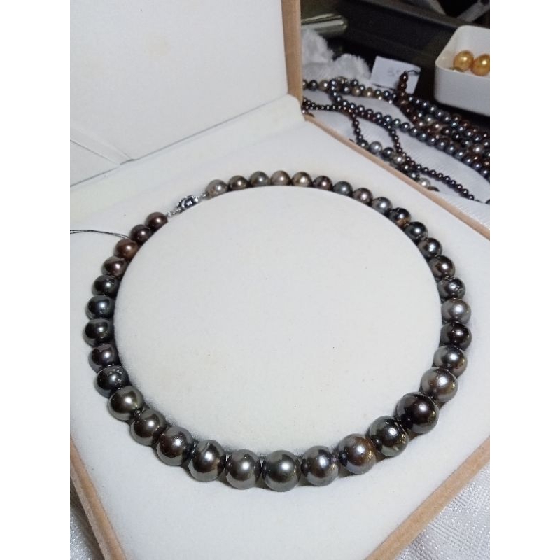 kalung full mutiara air laut hitam Tahiti peacok