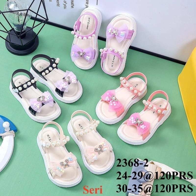 Sandal Anak Perempuan Tali Belakang Velcro Joanna Pita Mutiara Terbaru / Sepatu Trendy Sandal Anak C