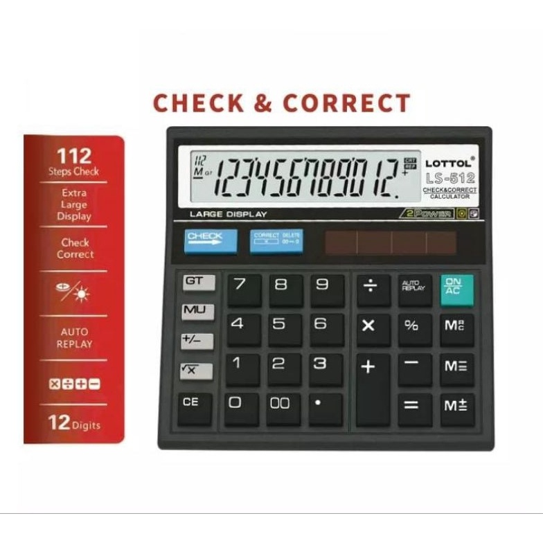 

ART J95E kalkulator layar besar check correct 12 digits kalkulator 2 batre