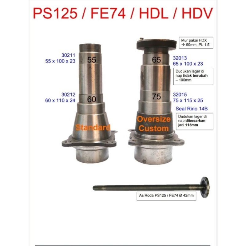 Spindle Ujung gardan pucuk rebung Hes Mitsubishi Canter FE74 HDL HDV Super speed Jumbo Heavy Duty