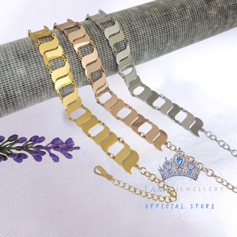 TAMA - Gelang Titanium lapis emas 18k. Gelang sandrina anti karat