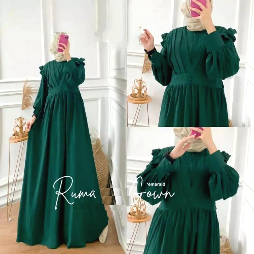 Nabil Dres Gamis Muslim Jotol Hijau Botol Jumbo Polos Simpel Lucu 2024 XXL XXXL 2XL 3XL 5L 4XL Ld 12