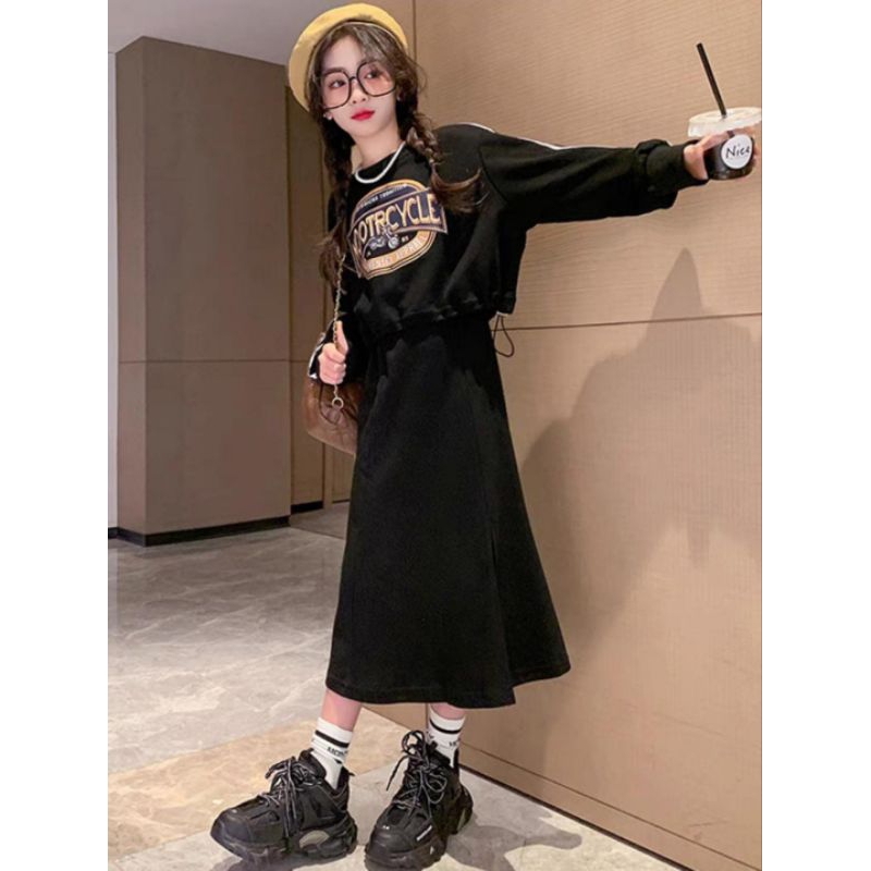 Setelan Rok + Atasan Crop Bangkok Korean Vintage style Premium import anak perempuan