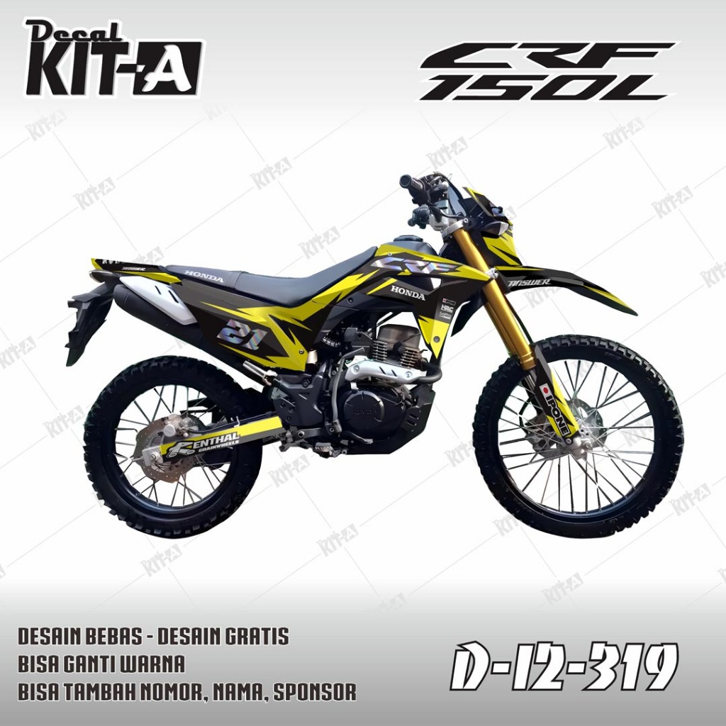Decal Honda CRF 150L MOTIF TRAIL KUNING HITAM