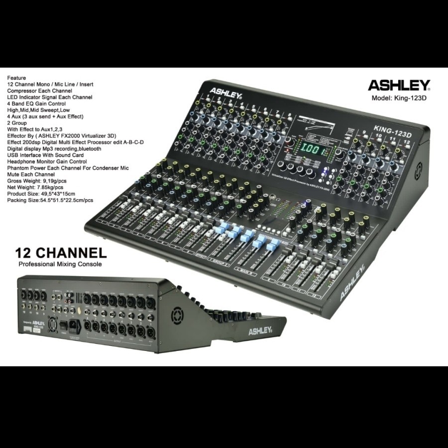 MIXER AUDIO ASHLEY KING 123D / KING 12 3D 12CH GARANSI ORIGINAL