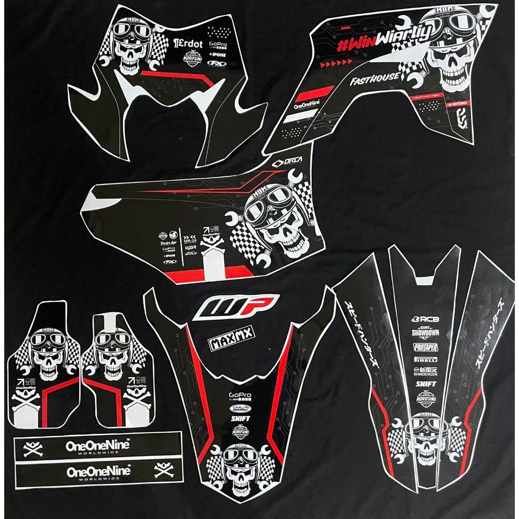 decal sticker full body crf 150 l warna hitam list merah