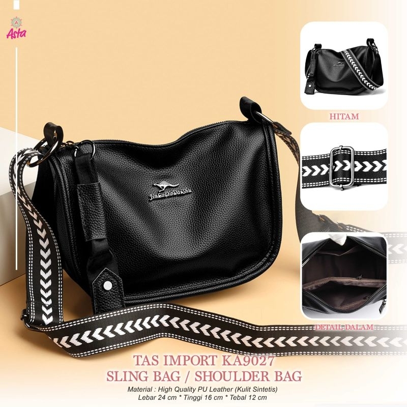 Tas import ka9027 by asta / tas selempang / shoulder bag / tas setengah lingkaran / tas import murah