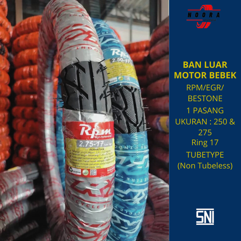 1 Paket/sepasang ban luar sepeda motor bebek RPM/Egr/BESTONE 250 & 275 ring 17 TUBETYPE