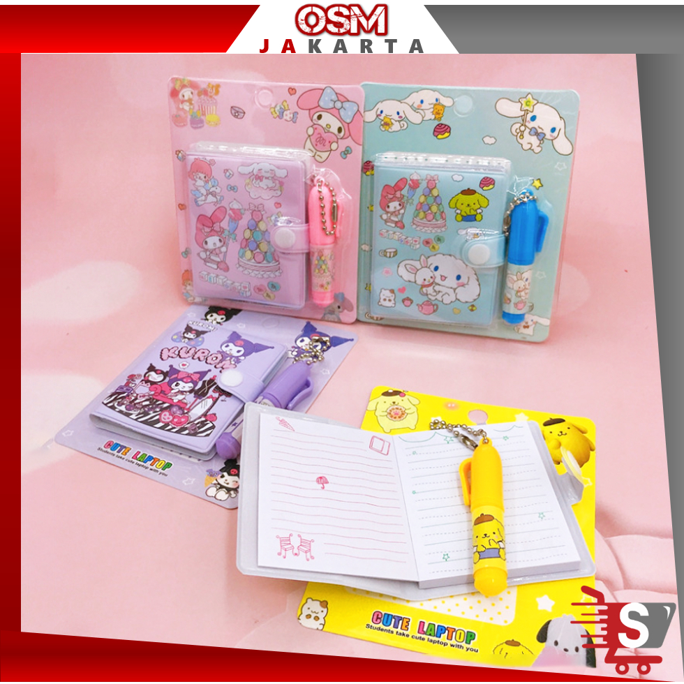 

OSM JKT S6146 Buku Diary Kancing Sanrio / Cute Mini Note Book 2 in 1 / Set Memo Diary Motif Sanrio / Mini Klip Note Book and Pen