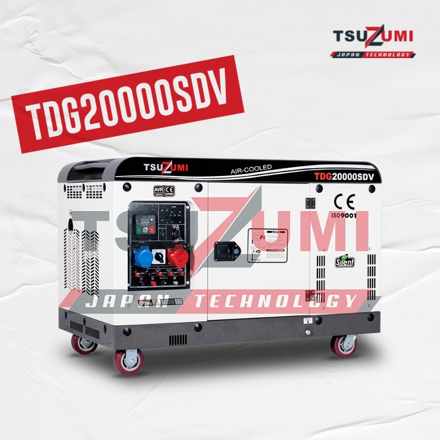 Genset Silent Diesel 15000 watt 20 kva dual voltage 220v & 380 v Tsuzumi Japan technology TDG20000SD