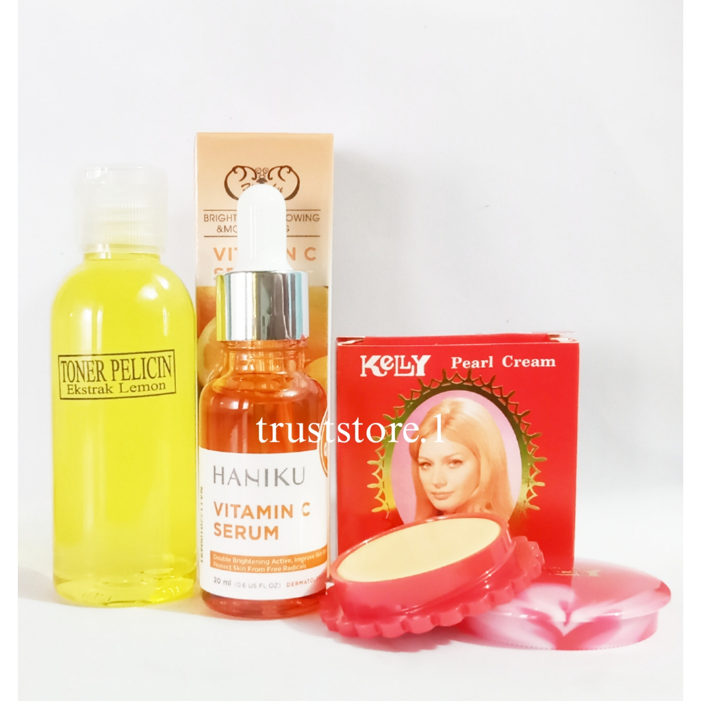 Paket Kelly Pearl Cream 5g + Toner Lemon Pelicin + Serum Vitamin C