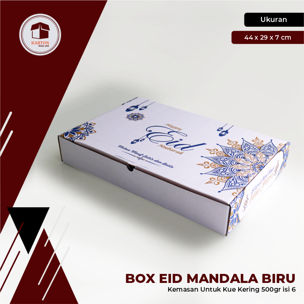 

Box EID Mandala Biru (Kue Kering Toples 500gr isi 6) Uk. 44 x 29x 7cm -Idul fitri/Eid mubarak/BoxEID