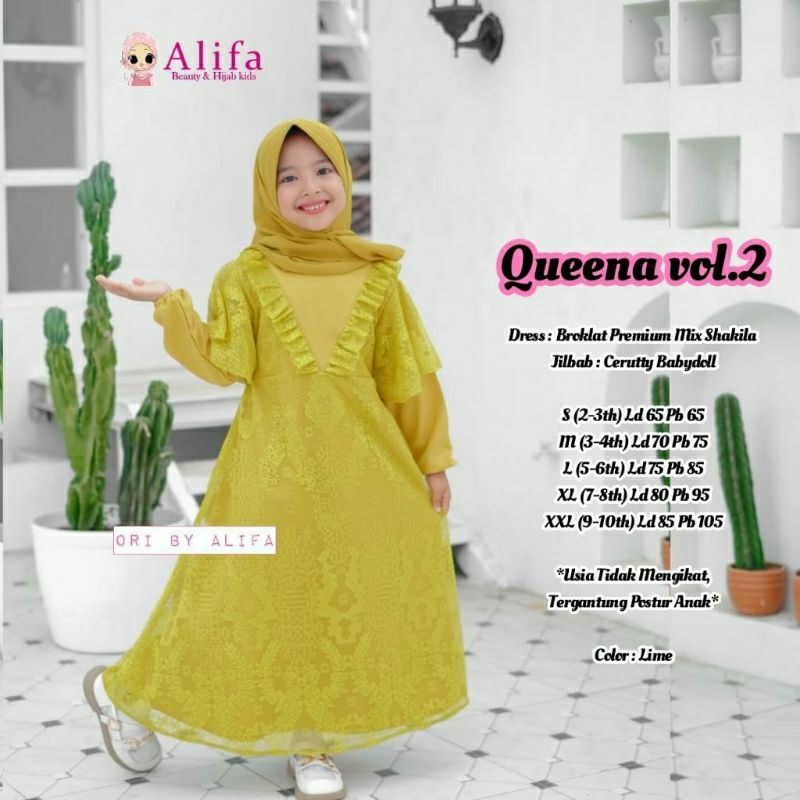 [ORI ALIFA] QUEENA KIDS BAJU GAMIS SET