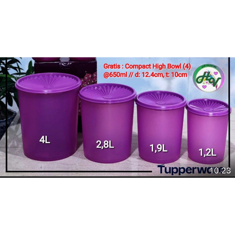 FREE ONGkir Shabby CHIC CANISTER (4)TUPPERWARE /TOPLES KUE KEDap UDARA