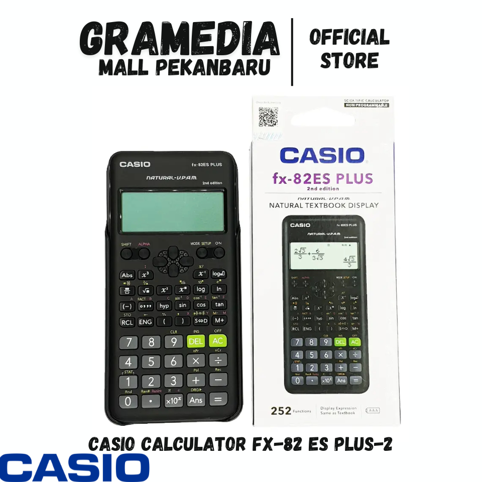 

CASIO CALCULATOR SCIENTFIC FX-82 ES PLUS-2 - Kalkulator Scientfic kuliah sekolah (252 Fungsi/Rumus) (Original) Gramedia Mal Pekanbaru