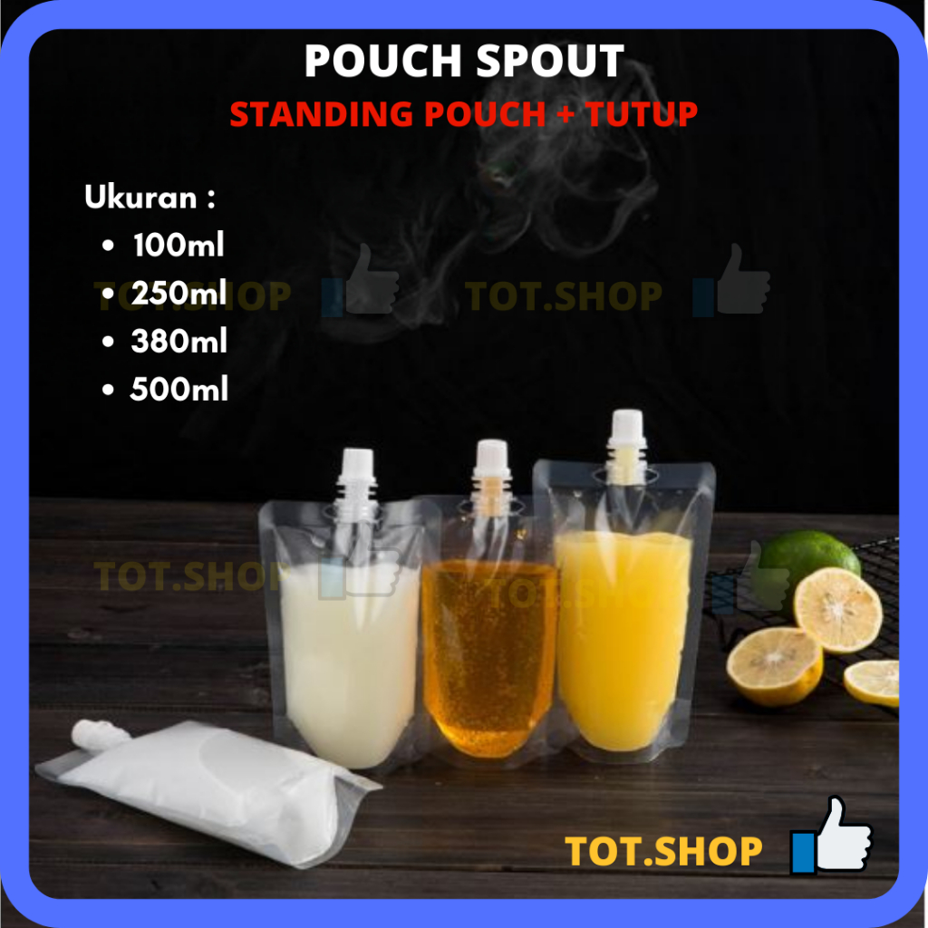 [1-LBR] PLASTIK POUCH SPOUT 380ml Standing Pouch Cair Kemasan Minuman, Cairan, Sabun, Kecap, Saos SP