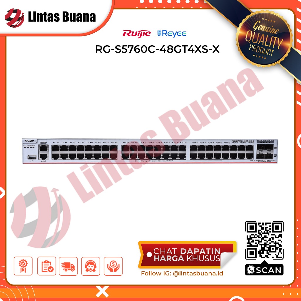 Ruijie RG-S5760C-48GT4XS-X 48-Port GE Electrical Layer 3 Enterprise-Class Core or Aggregation Switch