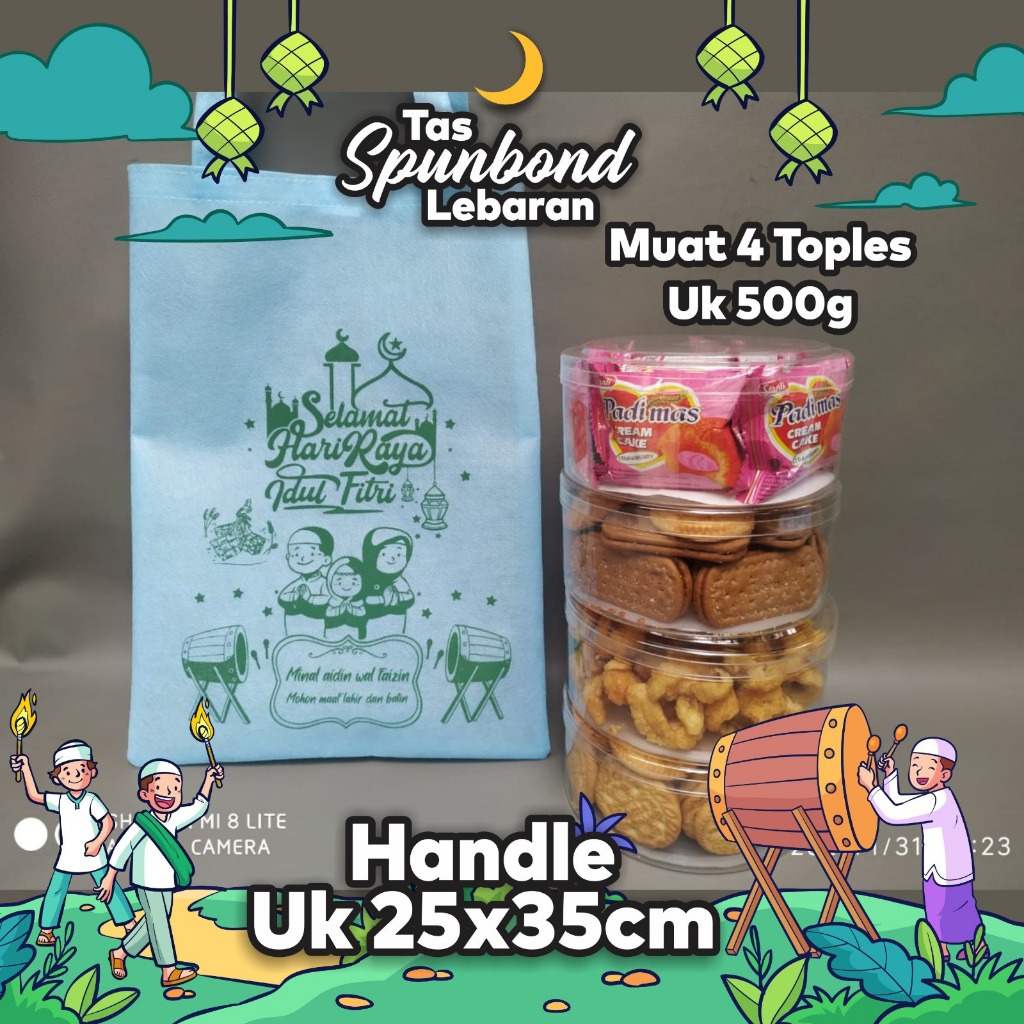 Tas Kue Kering Toples Bulat 500gr Muat 4 Toples