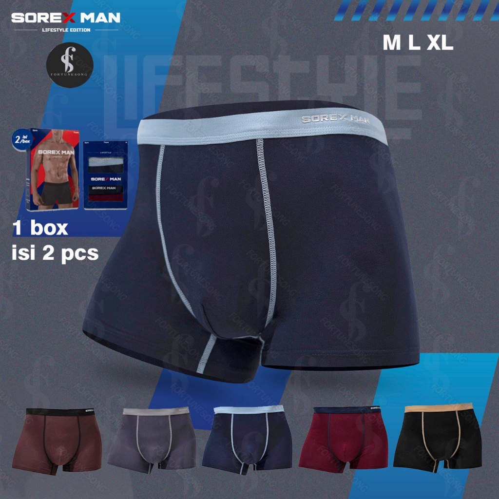 Sorex- 2 Pcs Boxer Pria Sorex Printing Bahan Katun / Celana Dalam Pria Motif Kualitas Premium