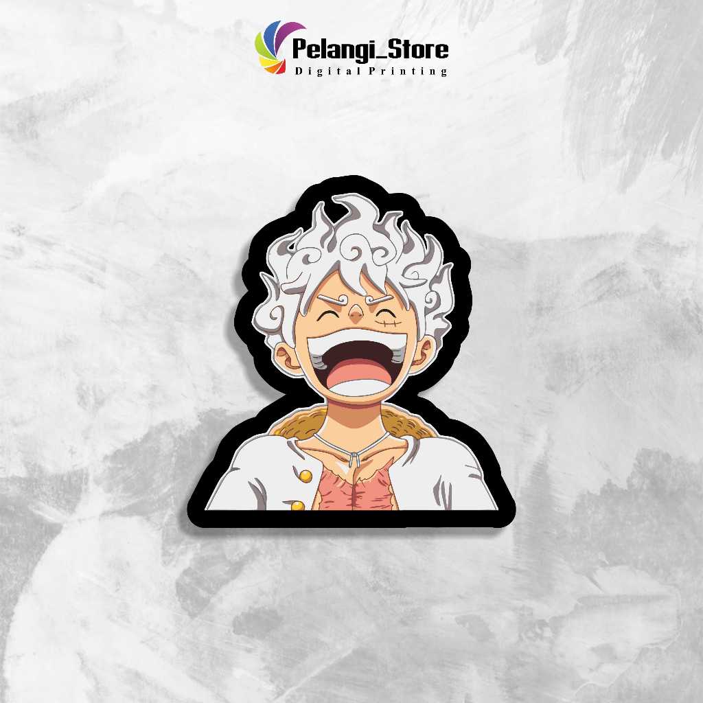 

Stiker vinyl Anime Luffy Gear 5 sticker case hp & laptop ukuran 7 cm d1