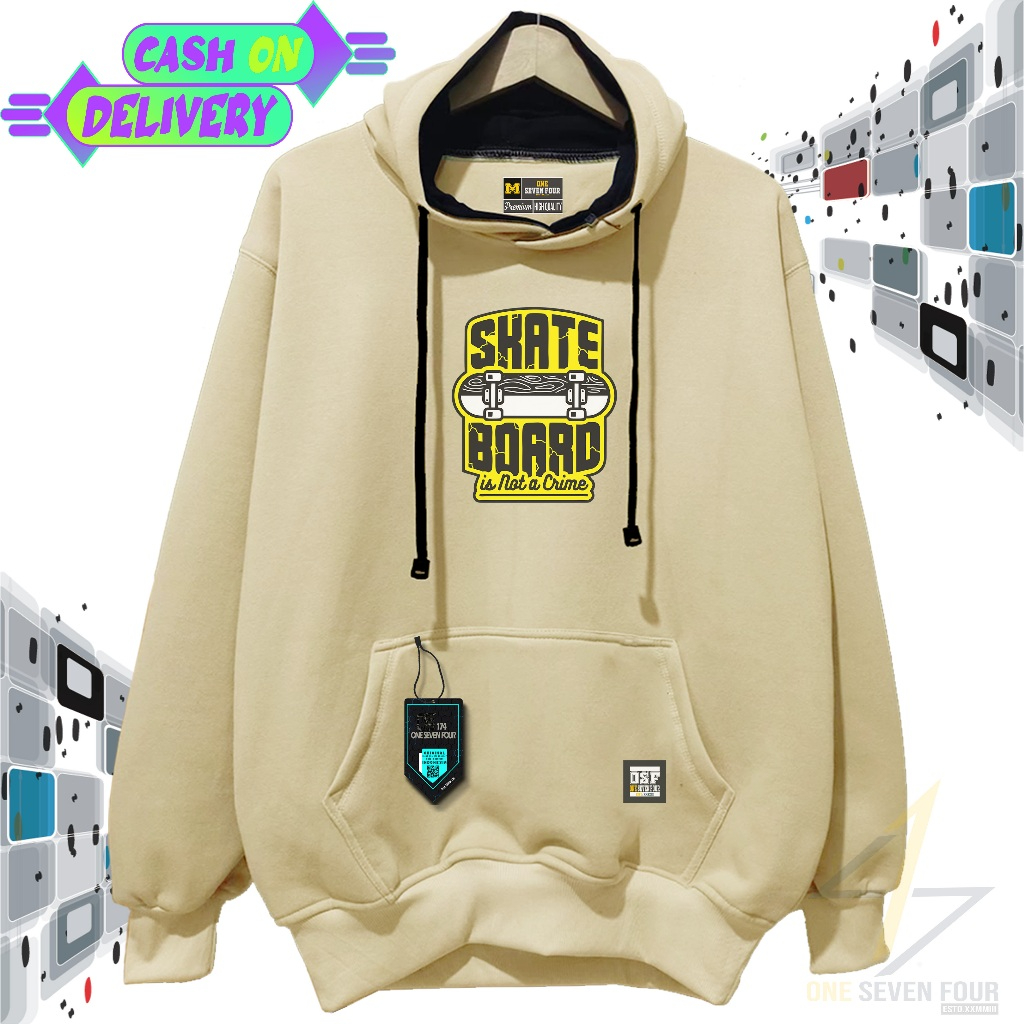 Sweater Hoodie Pria Keren Bahan Tebal Fleece Hoodie Pria Warna Cream Jaket Hoodie Cowok skateboard